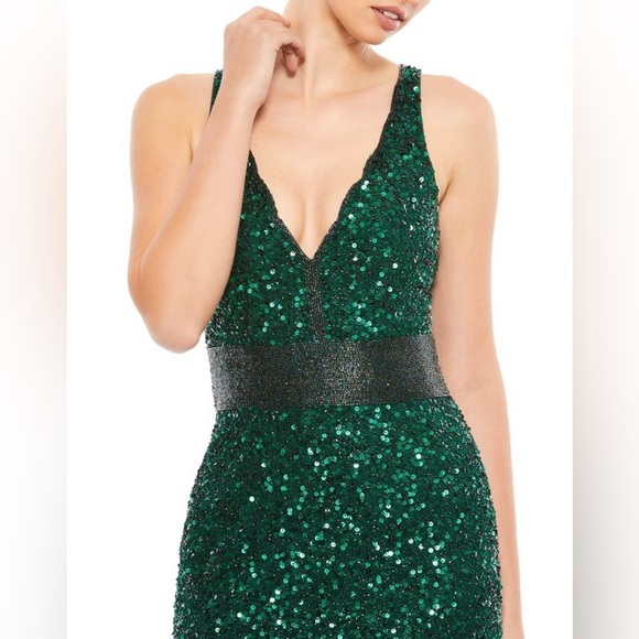 Sequined Evening Dress by Mac Duggal NWT Style 4930 Green Sequin Gown - Picture 3 of 7